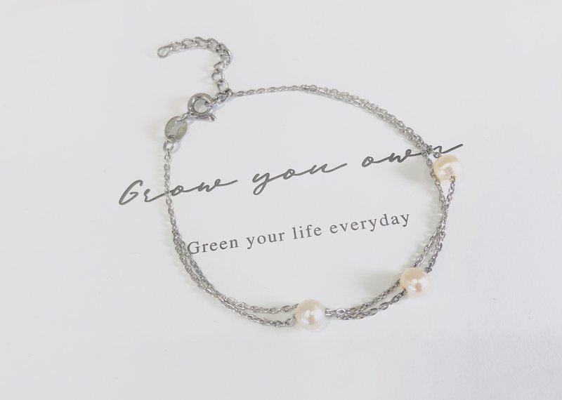 甜蜜天然小珍珠 ~ 925银手链 - 手链/手环 - 珍珠 透明