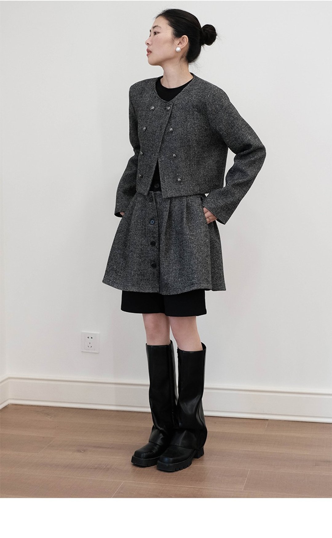 羊毛混纺西服小香风外套装女 - 女装上衣 - 聚酯纤维 