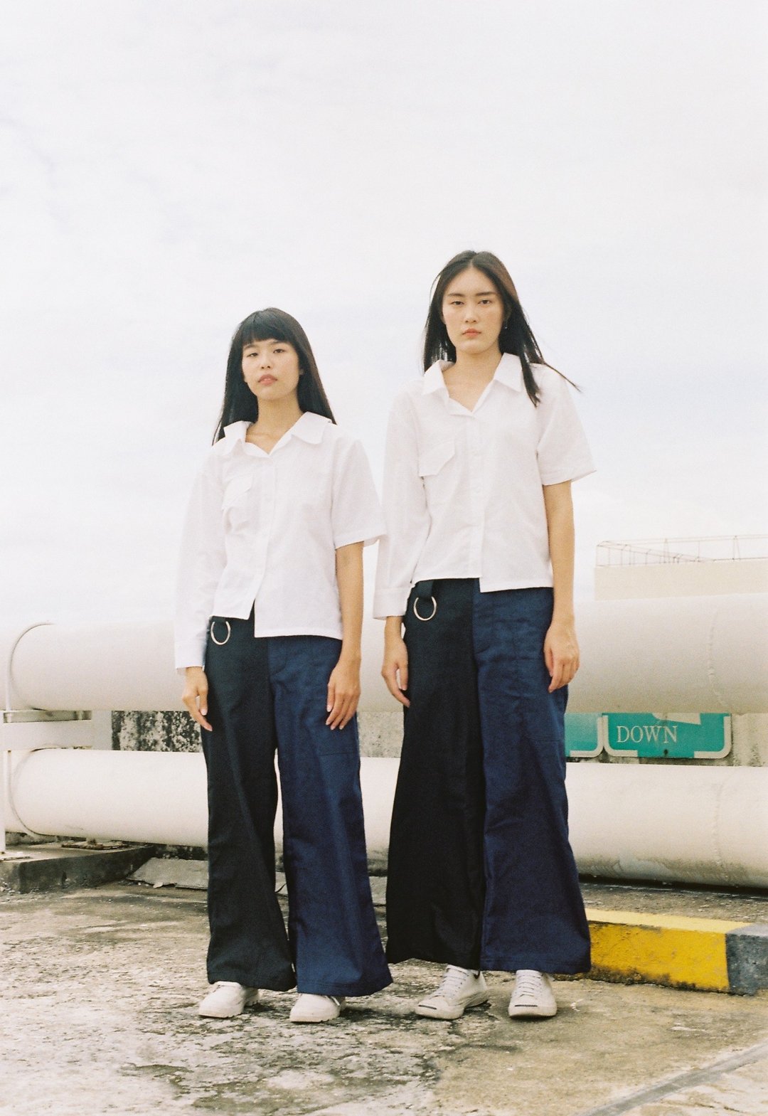 Dot Jeans (Black+Navy) - 女装背心 - 棉 黑色