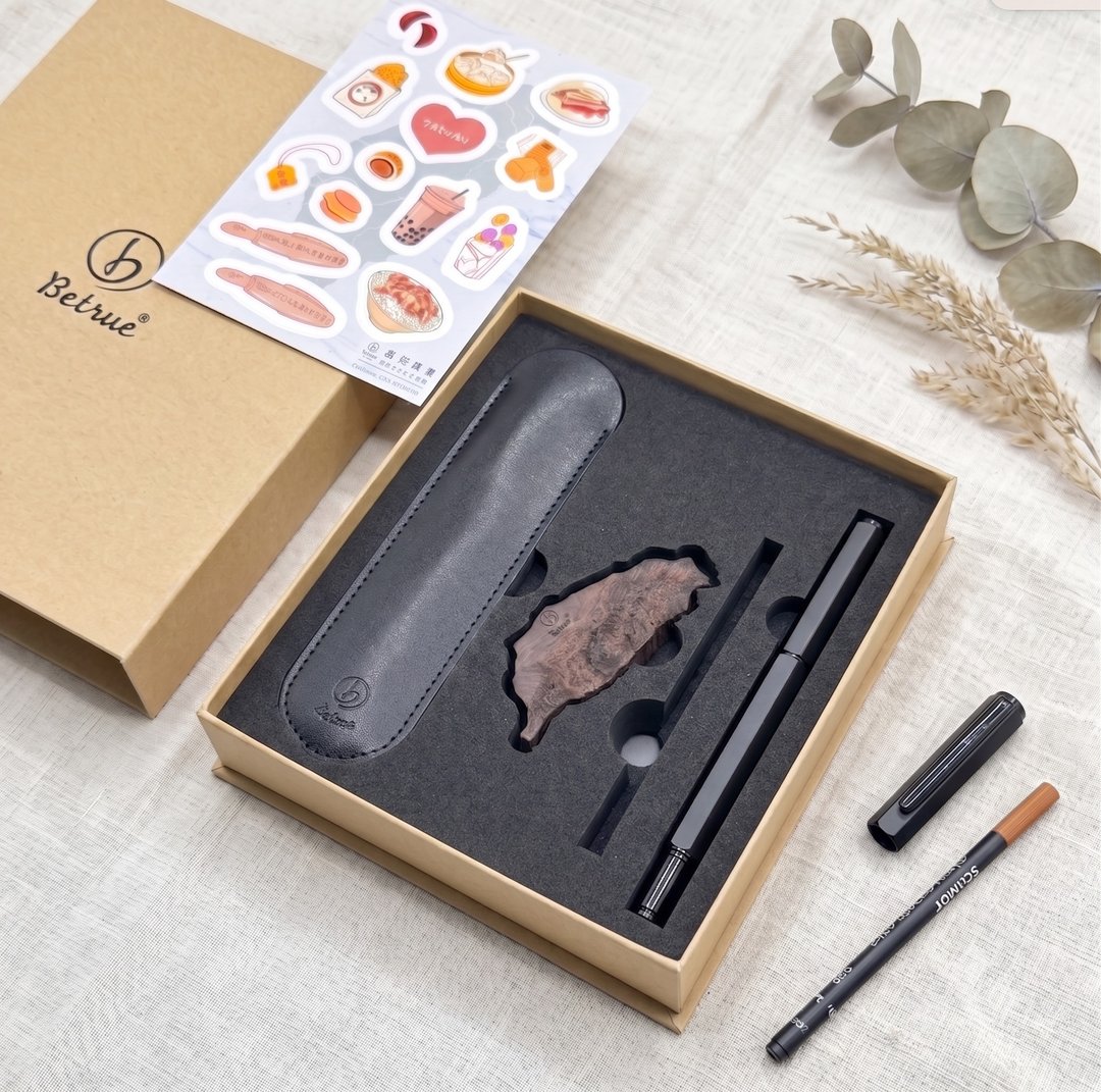 【新品_免费定制】赠刻字_品初_岛语台湾_黄铜六角钢珠笔送 TW 贴纸 - 钢珠笔 - 铜/黄铜 黑色