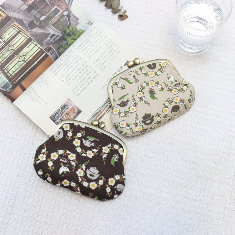 宇治亲子口金包-茶花 - 零钱包 - 聚酯纤维 