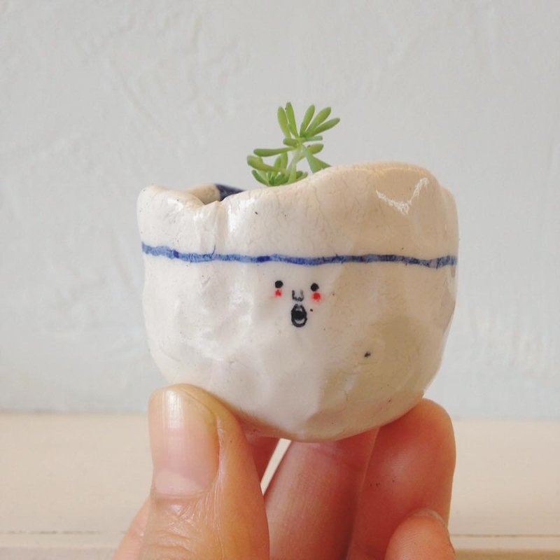 大叫的小容器--多肉小容器  办公桌小物  疗愈系 - 植栽/盆栽 - 陶 白色