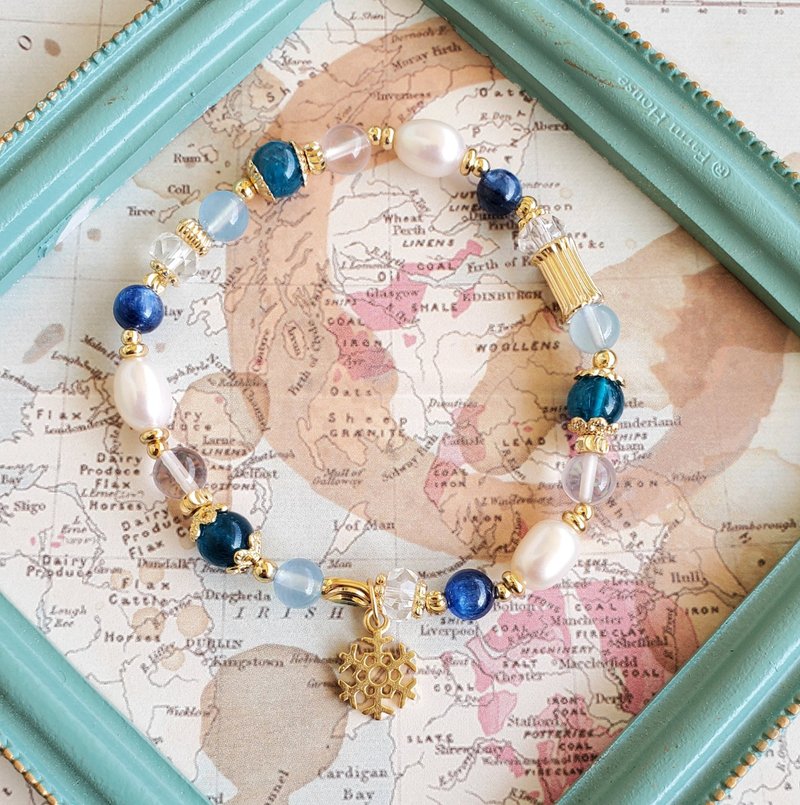 海的疗愈力-蓝磷灰石/海蓝宝/蓝晶石/淡水珍珠/冰粉晶/情绪稳定 - 手链/手环 - 水晶 多色