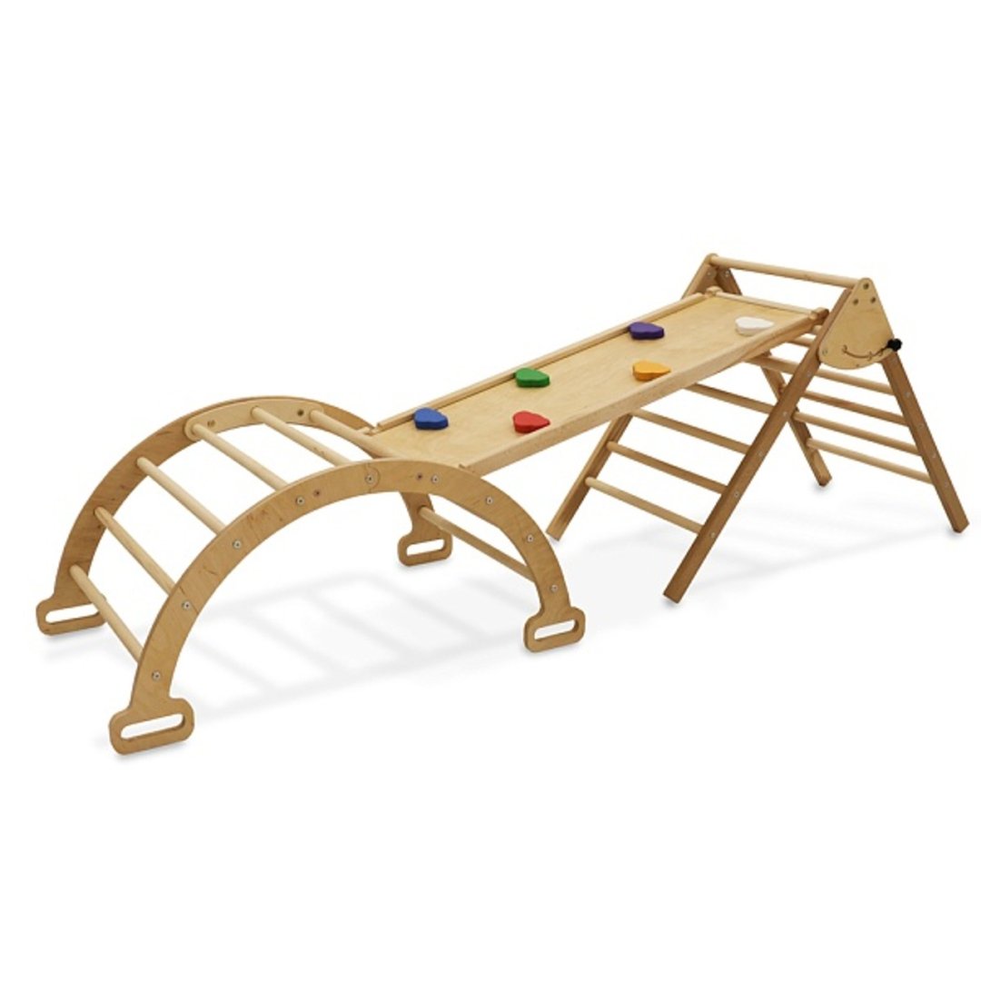 Wooden Pikler Climbing & Sliding Montessori Triangle 3 in 1 Set - 儿童家具 - 木头 多色