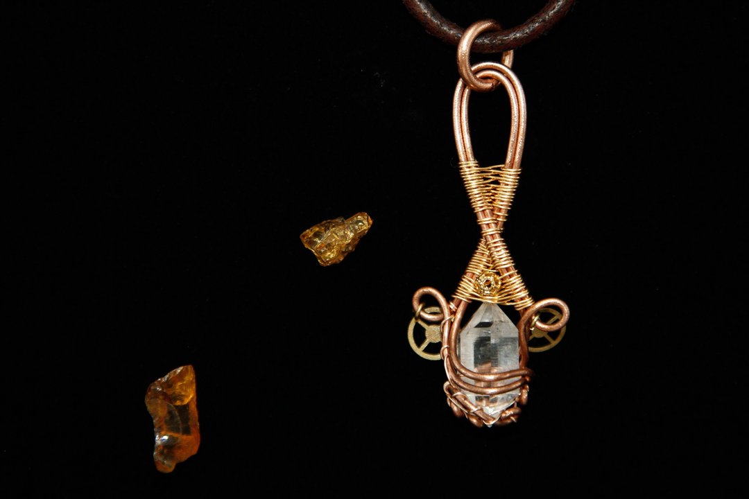 【水晶系列】赫基蒙(闪灵钻) 坠饰 _ 魔法天使(金) <适合当灵摆> - 项链 - 宝石 多色