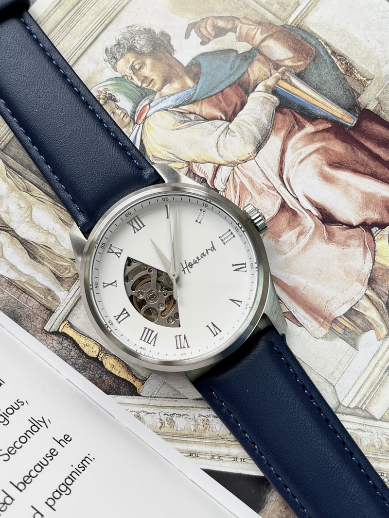 可刻字金属浮雕表盘/日本制机械表/镂空机芯/50米防水/自动上链 - 男表/中性表 - 不锈钢 