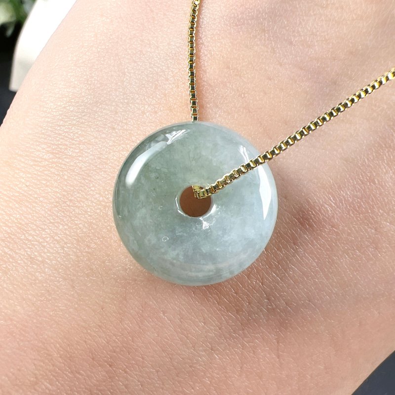 【愿·平安】冰飘绿翡翠平安扣吊饰 | 天然缅甸玉翡翠A货 | 送礼 - 吊饰 - 玉石 绿色