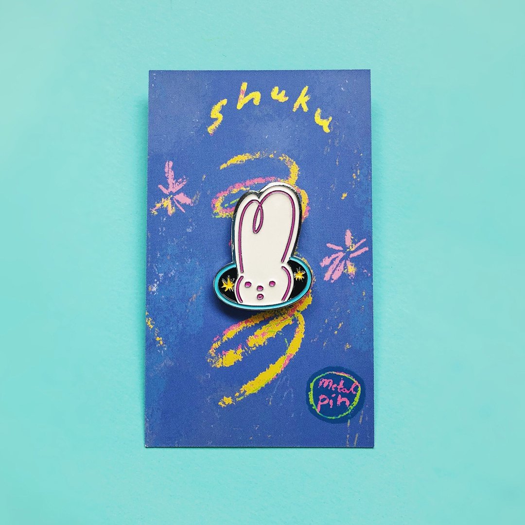 Shuku Metal Pin | 兔子造型金属章 | 复活节儿童节礼物 - 胸针 - 其他金属 银色