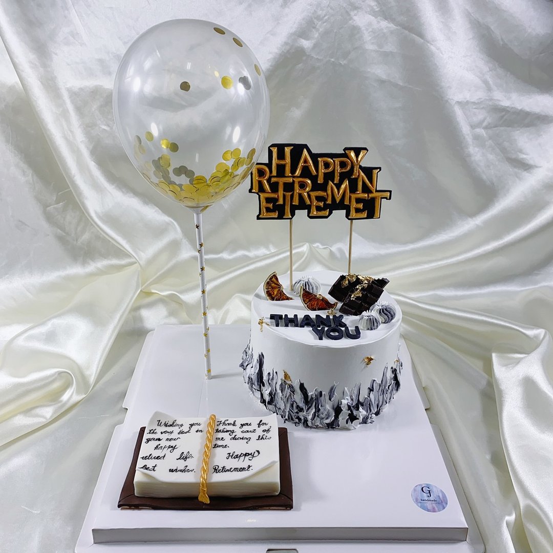 升迁 退休 升官 求婚 生日蛋糕 定制 卡通 造型 翻糖 6寸 面交 - 蛋糕/甜点 - 丝．绢 黑色