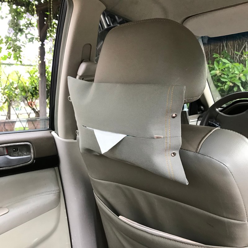 二用车用面纸套 / 浅灰色帆布面纸套 - 纸巾盒 - 棉．麻 灰色