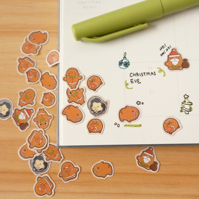 【手帐贴纸】一组30张 姜饼贴纸 | 手帐装饰贴纸 - 贴纸 - 纸 咖啡色
