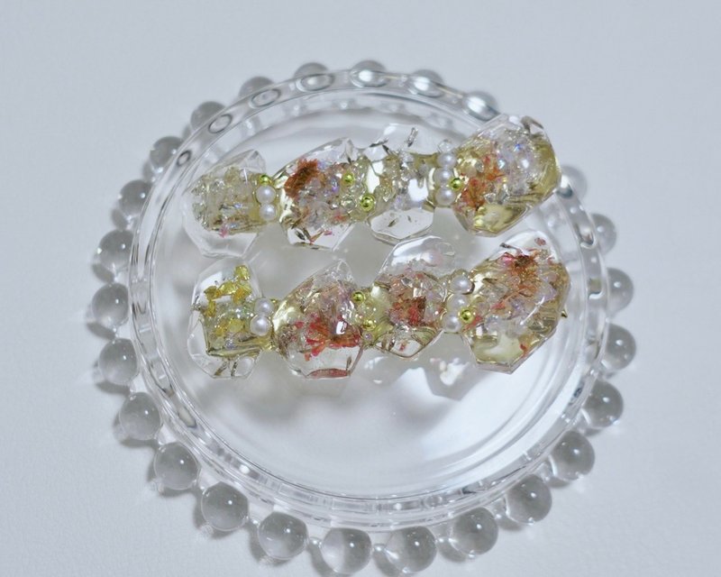 UV胶发夹 干燥花 发饰 - 发饰 - 树脂 粉红色