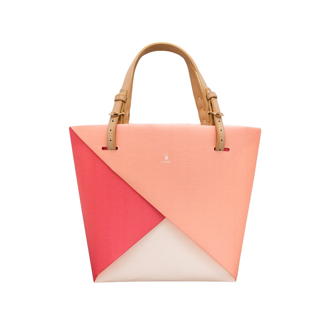 OriTote - Colour Block - Pinky Red 手提袋 - 手提包/手提袋 - 纸 粉红色