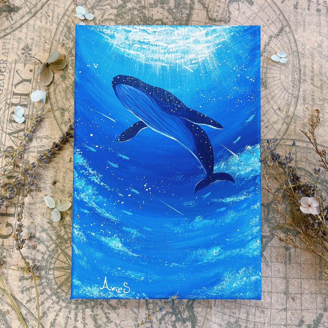 海洋鲸鱼 初阶入门绘画课程 无绘画基础可学 压克力画 - 插画/绘画/写字 - 棉 
