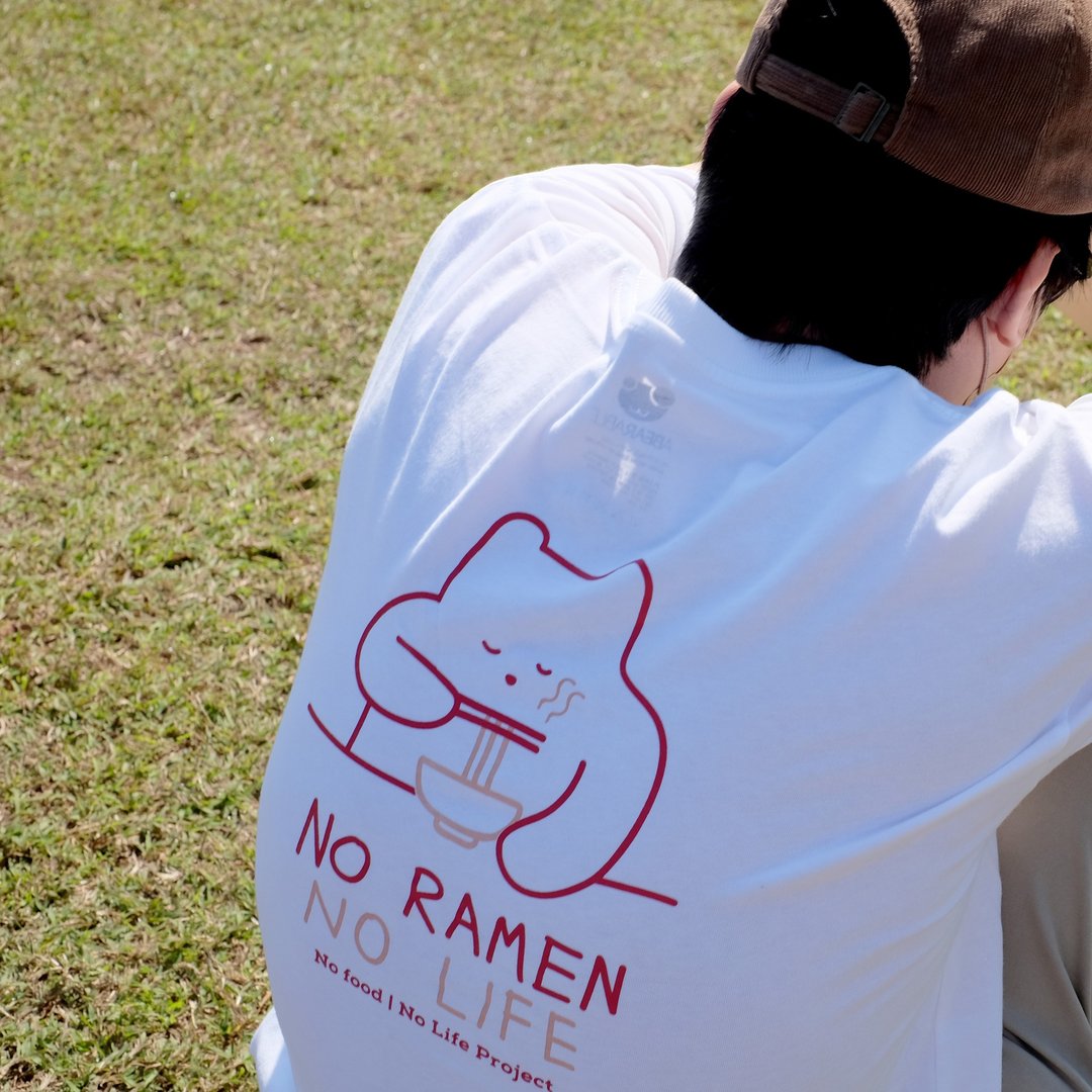 NO RAMEN NO LIFE, Changeable color t-shirt (Oversized) - 男装上衣/T 恤 - 棉 黑色