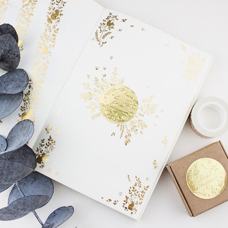 2cm 烫金纸胶带 - Forest Animals - 可能有瑕疵不可退货 - 纸胶带 - 纸 金色