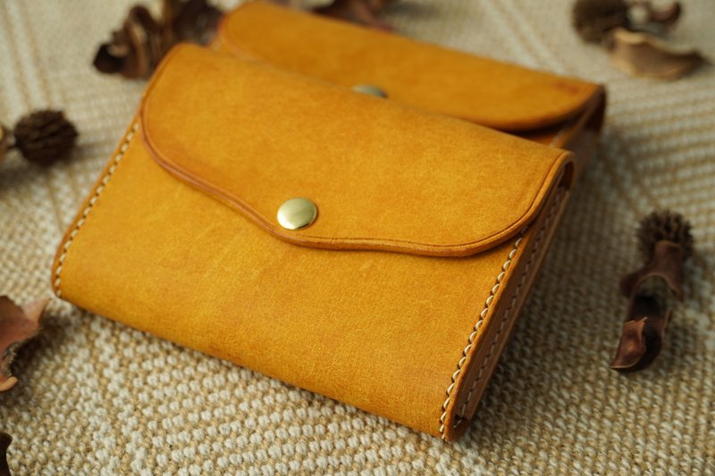 铬黄夹层零钱包 l 意大利Badalassi-Pueblo 磨砂皮 l 手工缝制 - 零钱包 - 真皮 