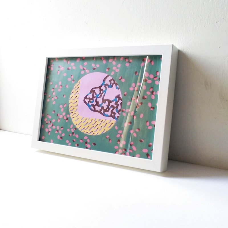 夏天 几何拼贴 细胞 绿色 沉静 婚礼 手绘原创作品 - 墙贴/壁贴 - 纸 绿色