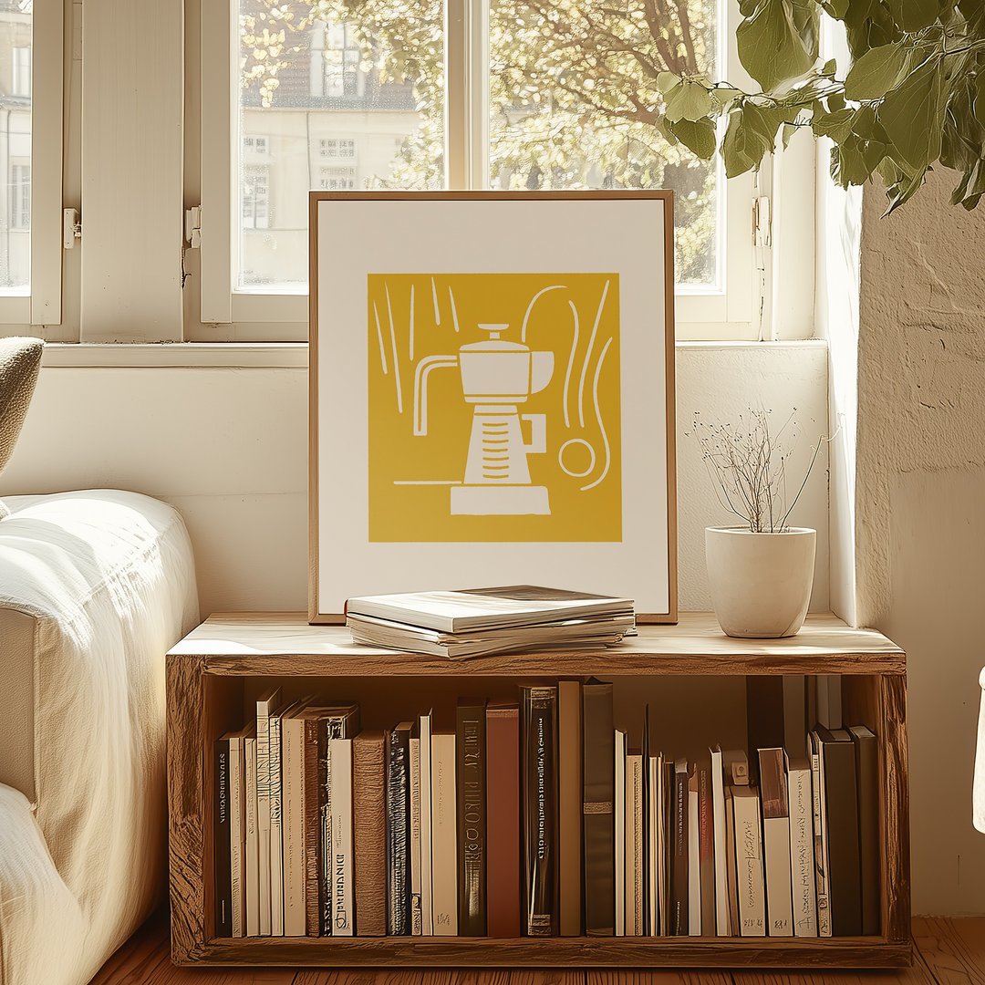 黄咖啡壶 Yellow Coffee Pot / 当代版画 艺术海报 挂画 - 海报/装饰画/版画 - 纸 