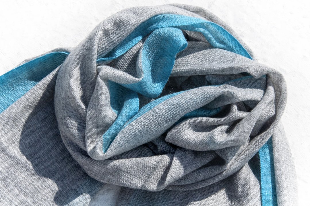 情人节礼物喀什米尔Cashmere/针织围巾/纯羊毛围巾/羊毛披巾-天空 - 围巾/披肩 - 羊毛 多色