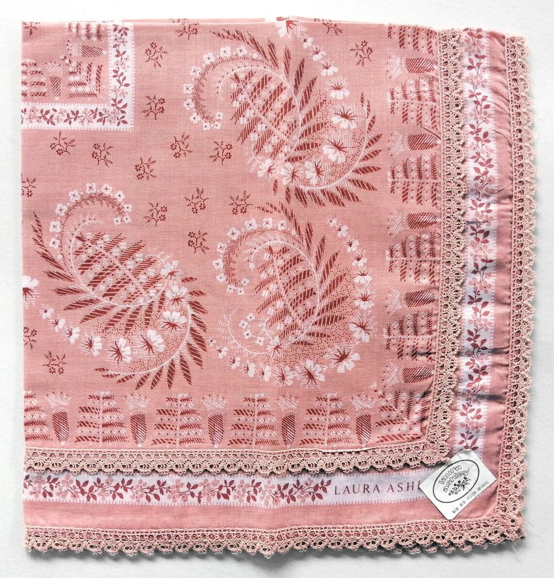 Laura Ashley Vintage Handkerchief Floral 18 x 17.5 inches - 手帕/方巾 - 棉 粉红色