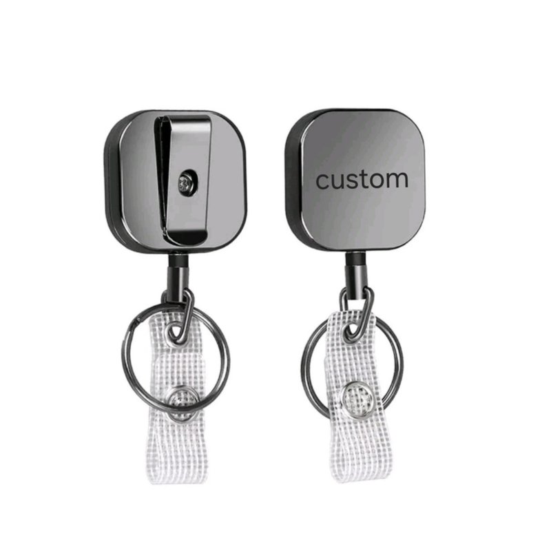 可刻字 方形 易拉扣 伸缩扣 钢丝 伸缩 电镀 登山扣 钥匙圈 钓鱼 - 挂绳/吊绳 - 其他金属 灰色