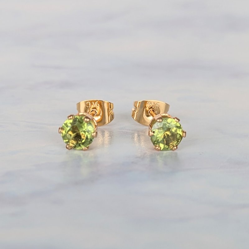 宝石 半宝石 耳环　橄榄石 - 耳环/耳夹 - 宝石 绿色