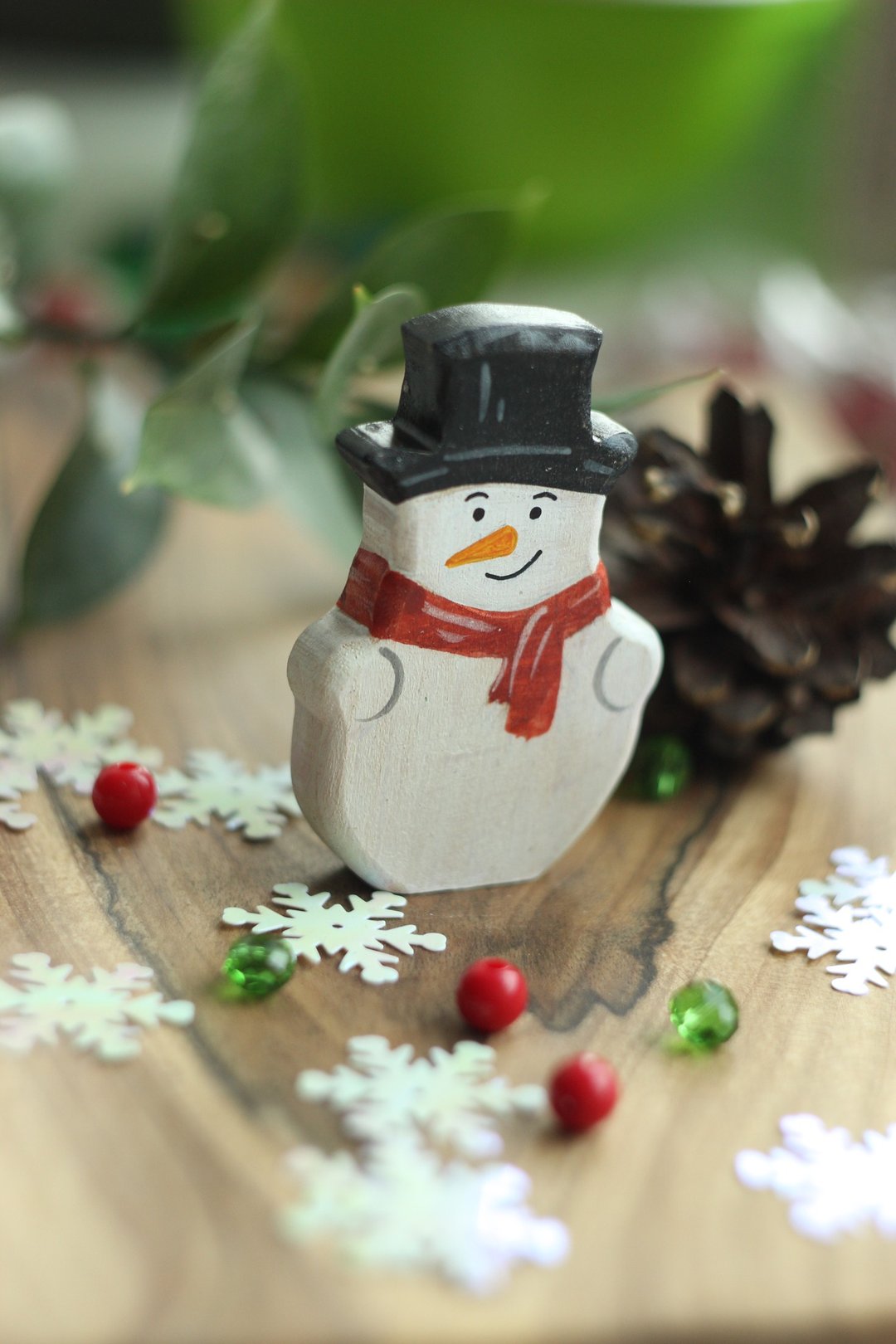 Wooden gnome Snowman. Wooden dolls. Wooden fairytale toys. - 玩具/玩偶 - 木头 白色