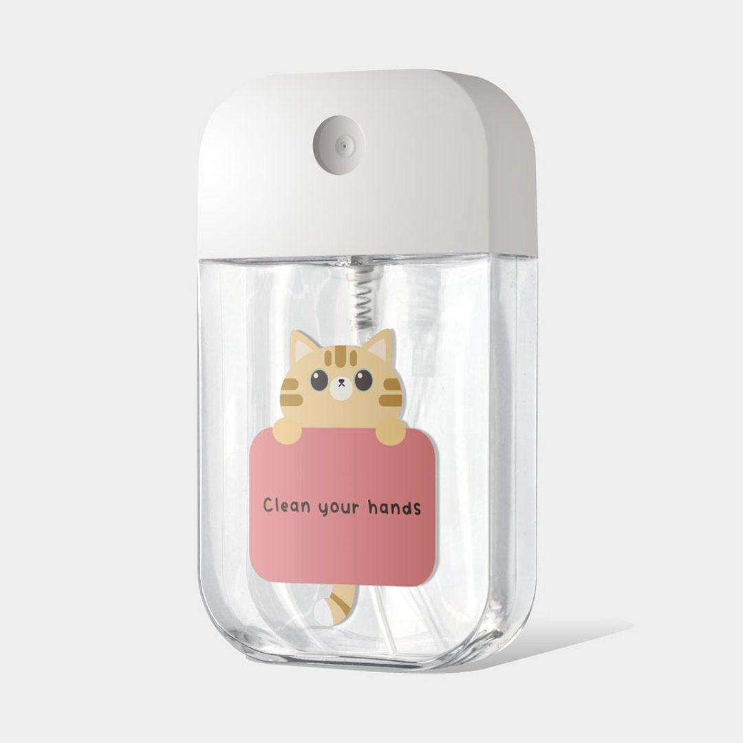 定制化礼物 猫咪便条 定制化文字 酒精瓶 防疫 卡片式喷瓶 PU021 - 收纳用品 - 塑料 透明