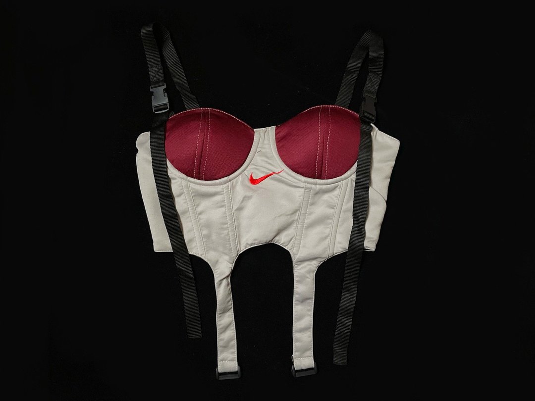 REGETHER 古着改制 sportswear 罩杯式绑带马甲-NIKE-06 - 女装背心 - 棉 灰色