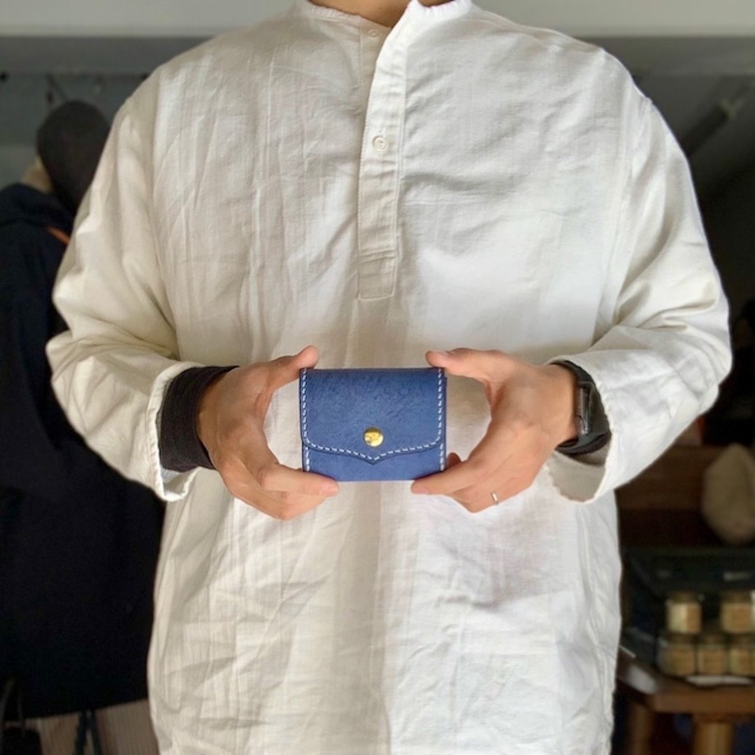 Compact Wallet original design - 皮夹/钱包 - 真皮 蓝色
