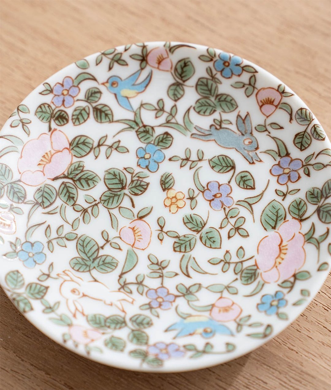 九谷烧 花与兔 小皿 (10.4cm) - 盘子/餐盘/盘架 - 瓷 多色