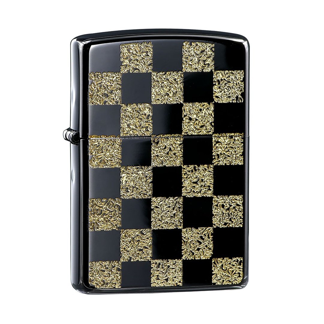 【ZIPPO官方旗舰店】 西洋棋盘(黑银+亮金)防风打火机 ZA-3-145A - 其他 - 铜/黄铜 