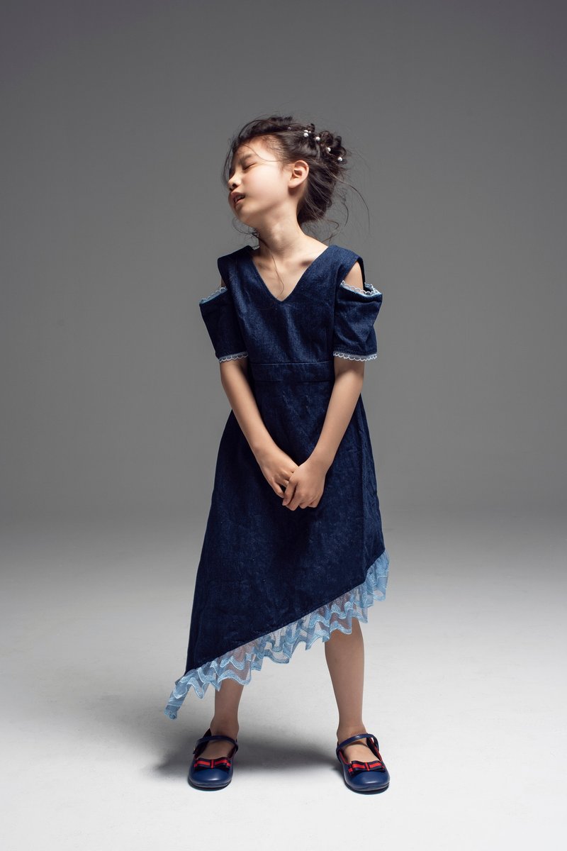 Denim Dress with Ruffle Trim / SS2019 - 童装礼服/连衣裙 - 其他材质 