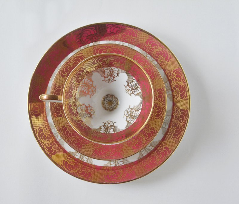 德国古董下午茶杯盘组I - 茶具/茶杯 - 瓷 红色