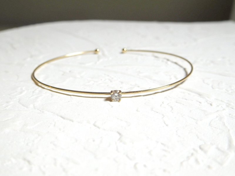 纯14K金硬式锆石手环 预定款 - 手链/手环 - 其他金属 卡其色