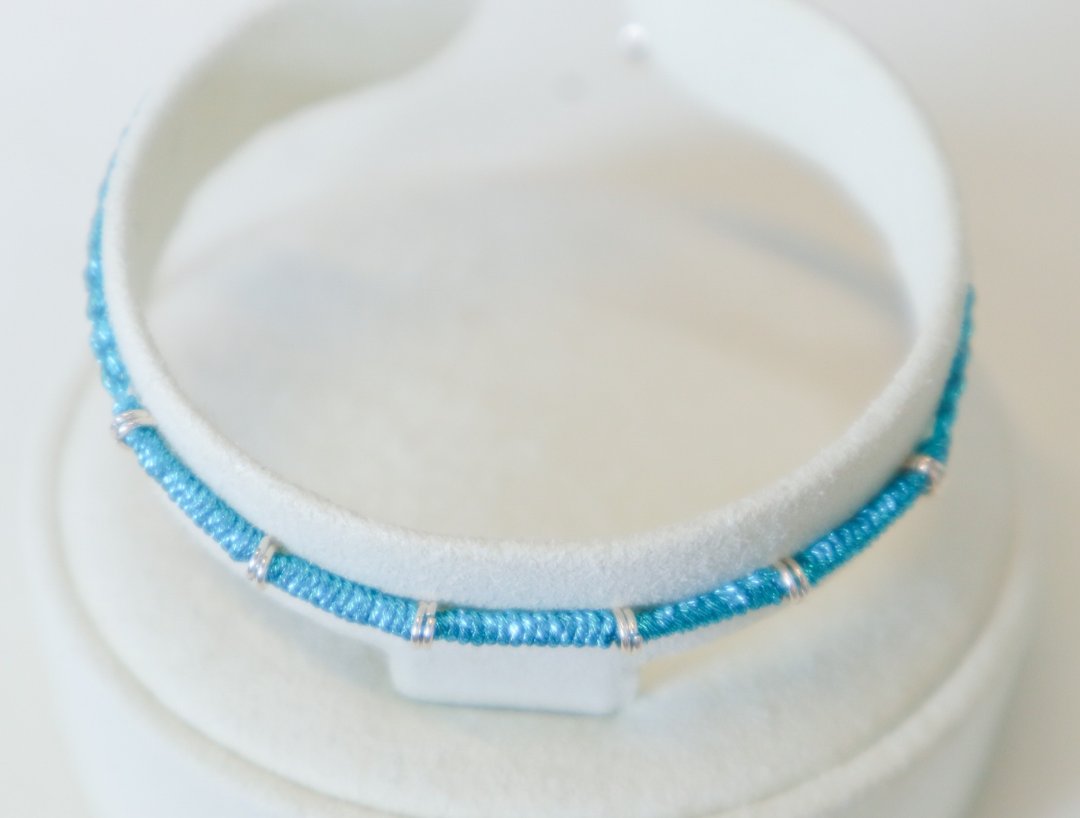 925纯银 Bamboo lucky bracelet 竹子节节高升-手工编织-幸运手环 - 手链/手环 - 纯银 绿色