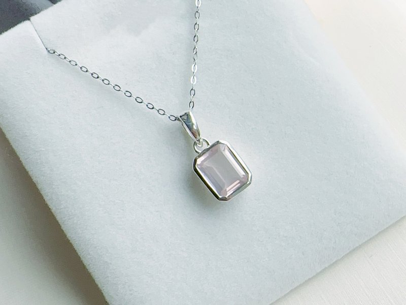 天然切面粉晶 纯银项链 清雅粉嫩 透亮 质感简约 好人缘七夕情人 - 项链 - 纯银 粉红色