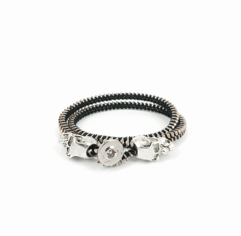 Special Collection-金属链齿骷髅绕绳手环 - 手链/手环 - 其他金属 银色