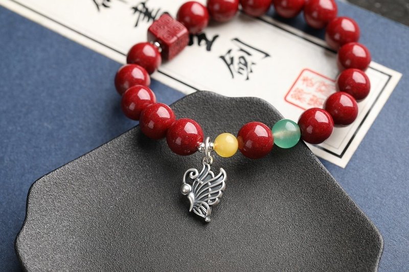 天然原矿朱砂精品紫金砂单圈手链尺寸10.5mm左右 含量高达95%以上 - 手链/手环 - 宝石 