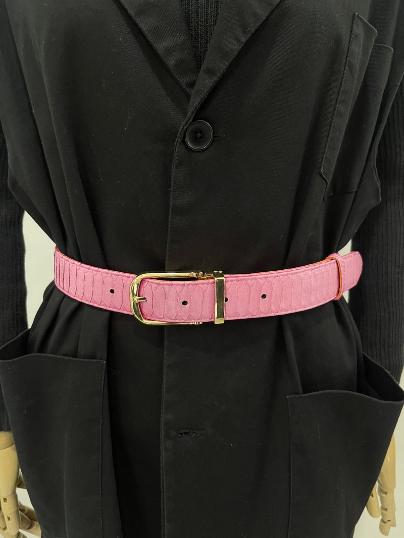 蛇皮皮带蟒蛇皮腰带定制化皮革腰带男女皆宜 - 皮带/腰带 - 真皮 粉红色