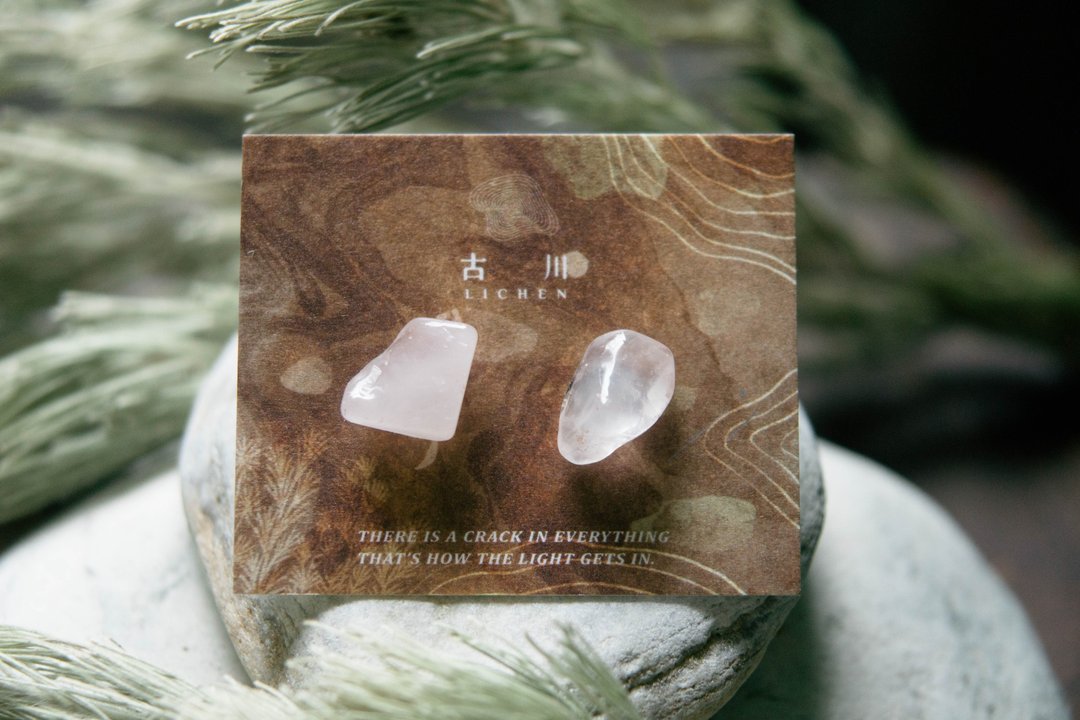 CRACK | 矿物系耳环 |  EARRINGS - 耳环/耳夹 - 水晶 粉红色