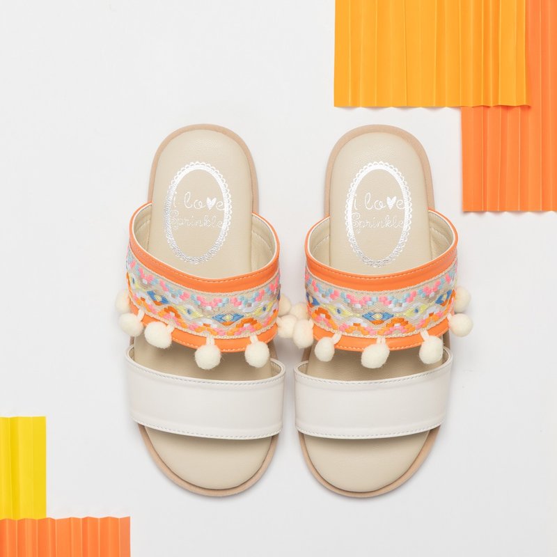 Demi 波西米亚风橘色凉拖鞋 - 童装鞋 - 其他材质 