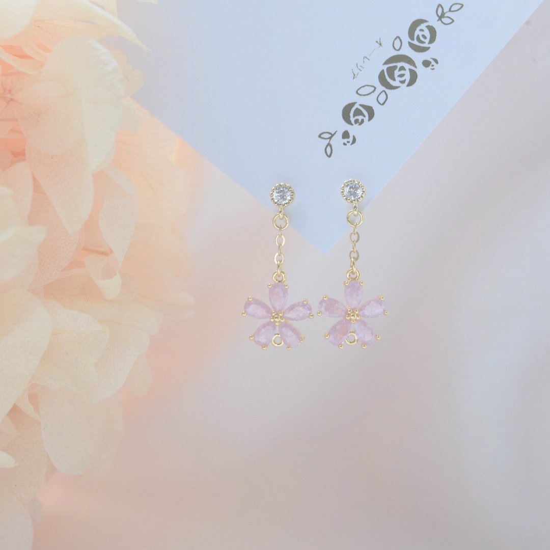 All for You Earrings - 耳环/耳夹 - 纯银 粉红色