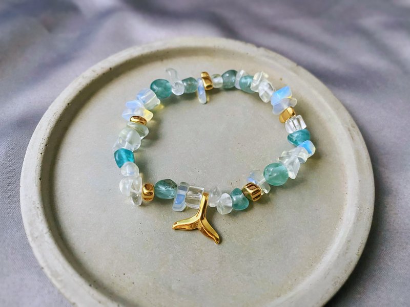 海水蓝宝蛋白石 海洋精灵鱼尾手链 - 手链/手环 - 半宝石 蓝色