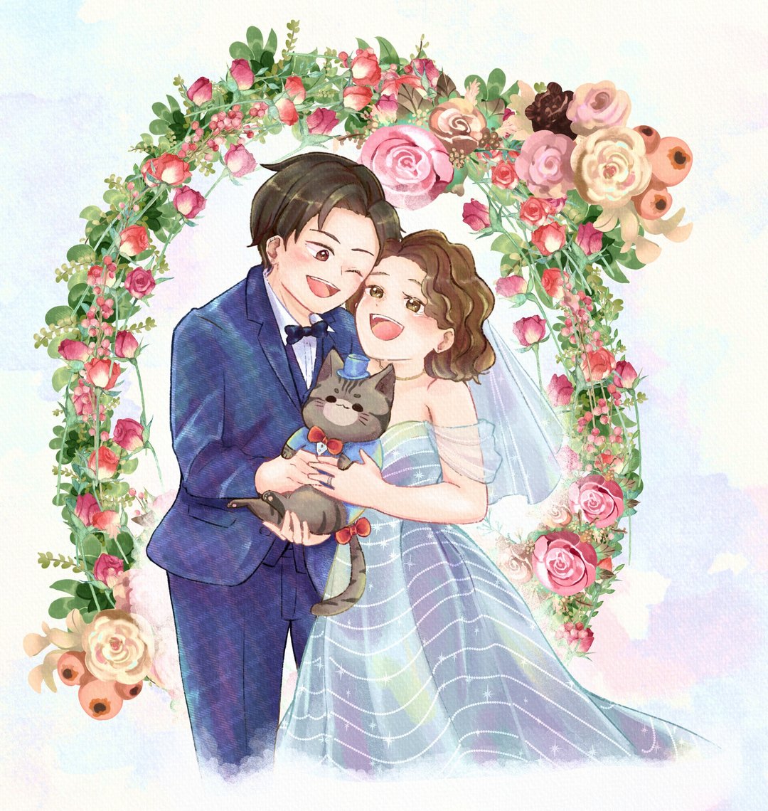 【定制化】电绘喜帖插图 - 电子手绘真人画像/绘画/插画 - 其他材质 