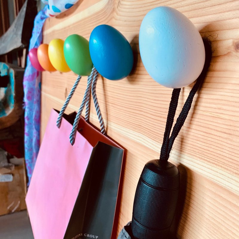 Bestar 蛋造型挂勾 缤纷系列 装饰挂勾 六入 - 衣架/挂勾 - 木头 黄色