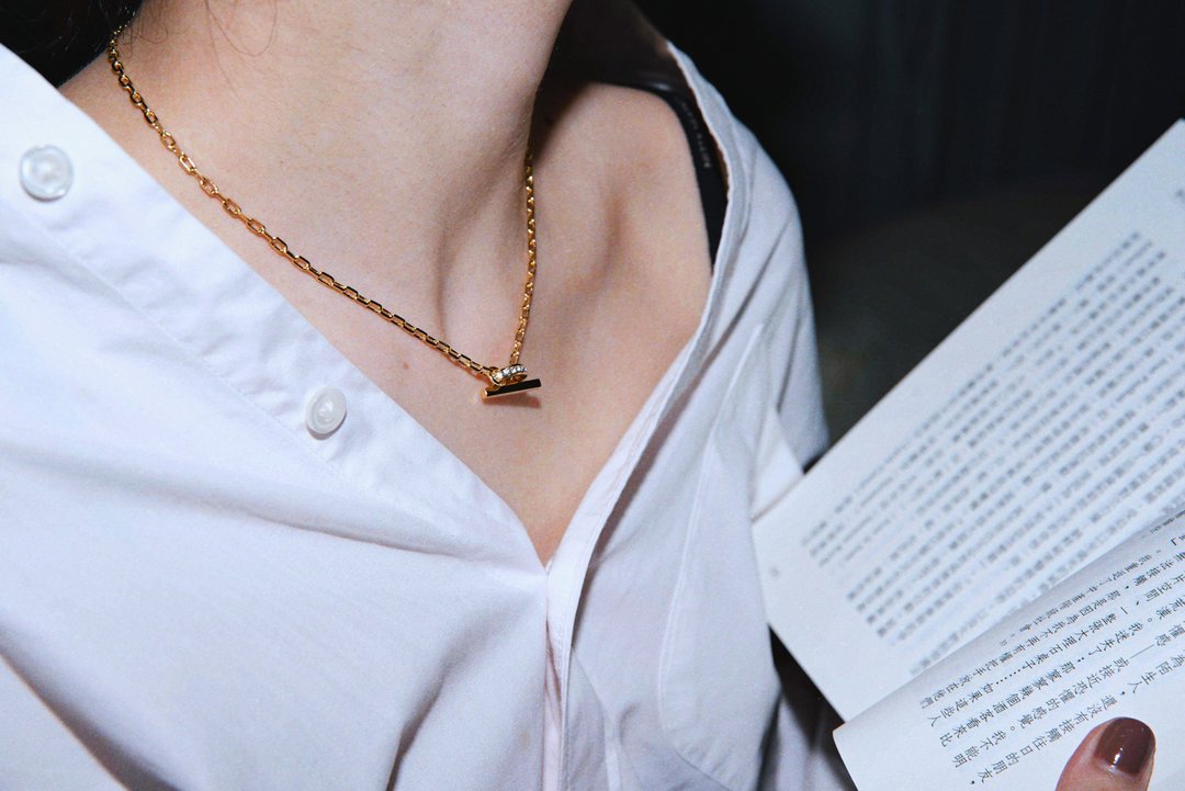 圈圈钻链 Crystal circle Necklace - 项链 - 铜/黄铜 金色