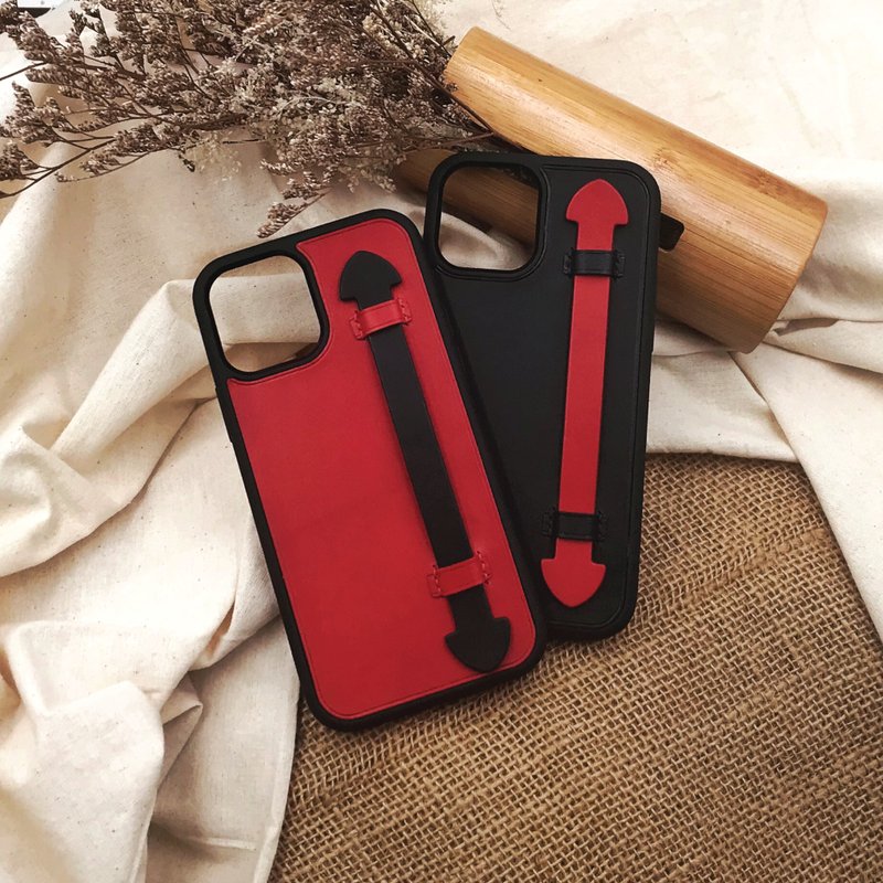 【iPhone手带手机壳】植鞣牛皮系列/防摔全包覆/轻松自拍 - 手机壳/手机套 - 真皮 多色