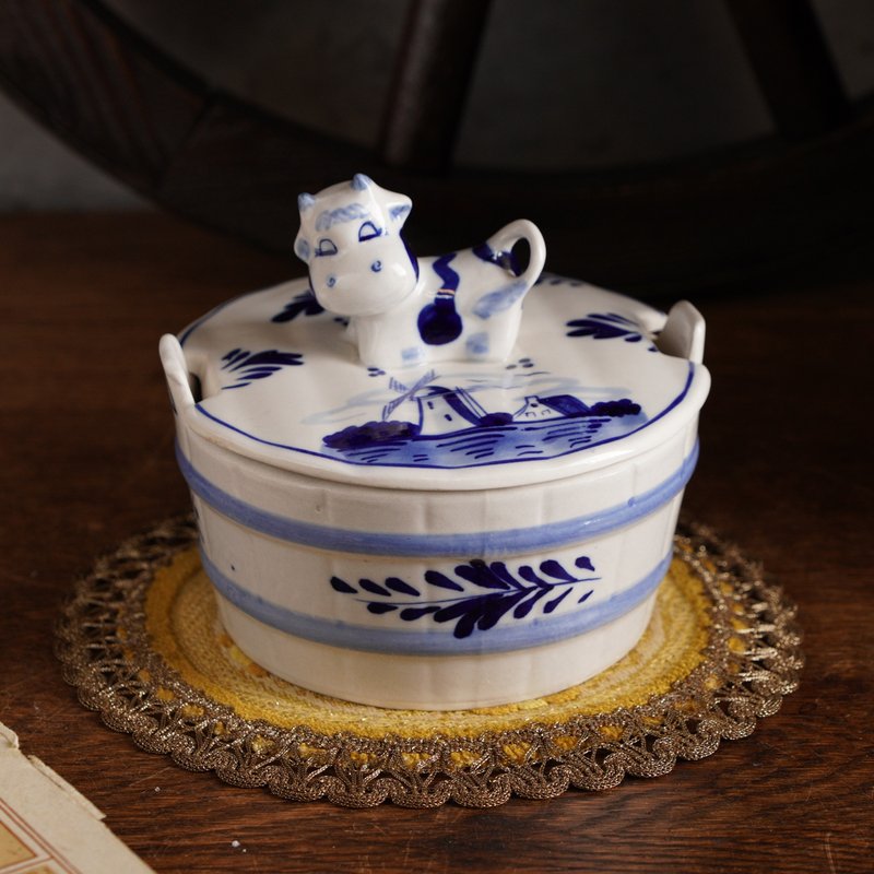 荷兰 Delft Blue 风格手绘牛奶桶造型置物罐/饰品盒 - 其他 - 瓷 白色